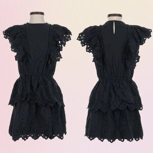 H&M Divided Ruffle Tiered Mini Dress – Black (M)